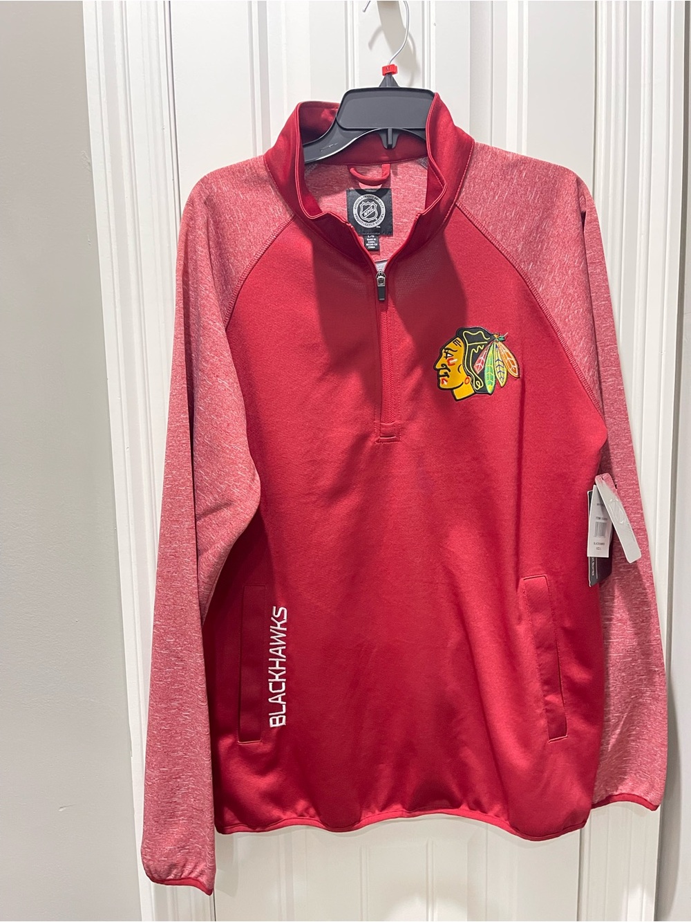 Men’s Blackhawks Red Quarter-Zip Pullover Jacket